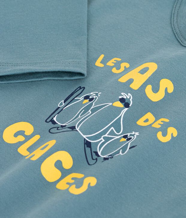 Tee-shirt b&eacute;b&eacute; en coton &agrave; manches longues bleu