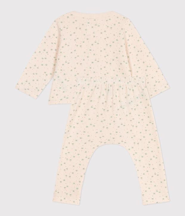 Ensemble b&eacute;b&eacute; deux pi&egrave;ces en coton &eacute;cru/multicouleur