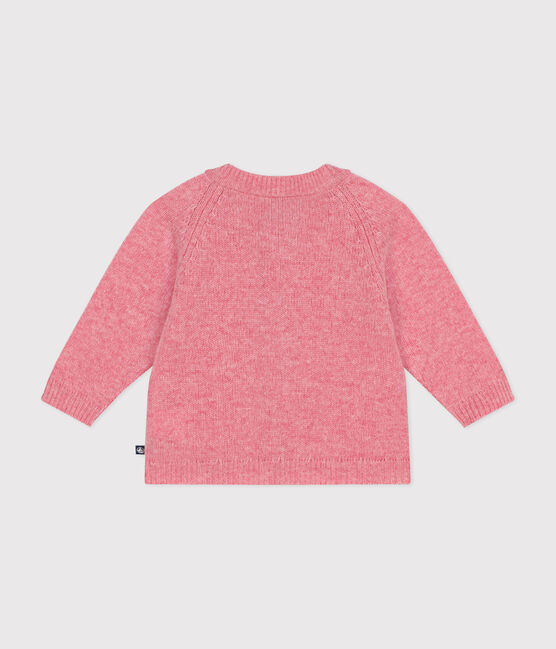 Cardigan en tricot contenant de la laine bébé rose ROSELINE CHINE