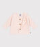 Cardigan bébé tricot point mousse en coton rose FLEUR