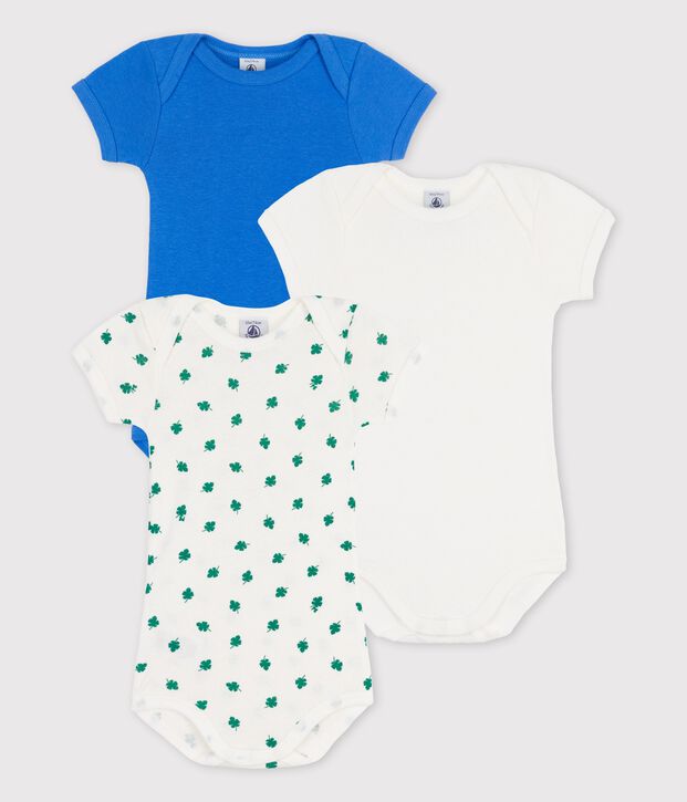 Lot de 3 bodies manches courtes en coton et lin multicouleur