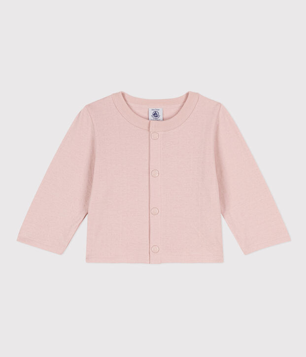 Cardigan b&eacute;b&eacute; en tubique uni rose