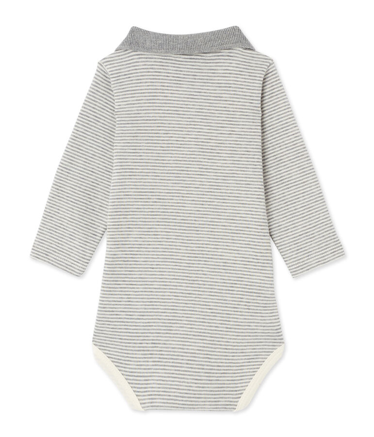 Body b&eacute;b&eacute; gar&ccedil;on en milleraies gris SUBWAY/beige COQUILLE