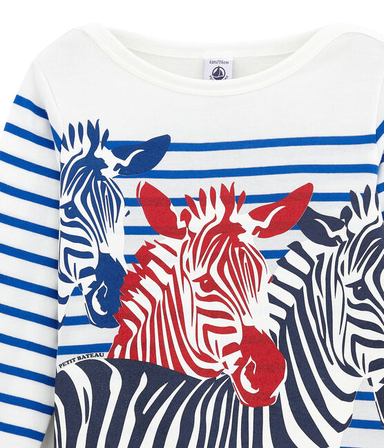 Marinière creative enfant garçon blanc MARSHMALLOW/bleu PERSE