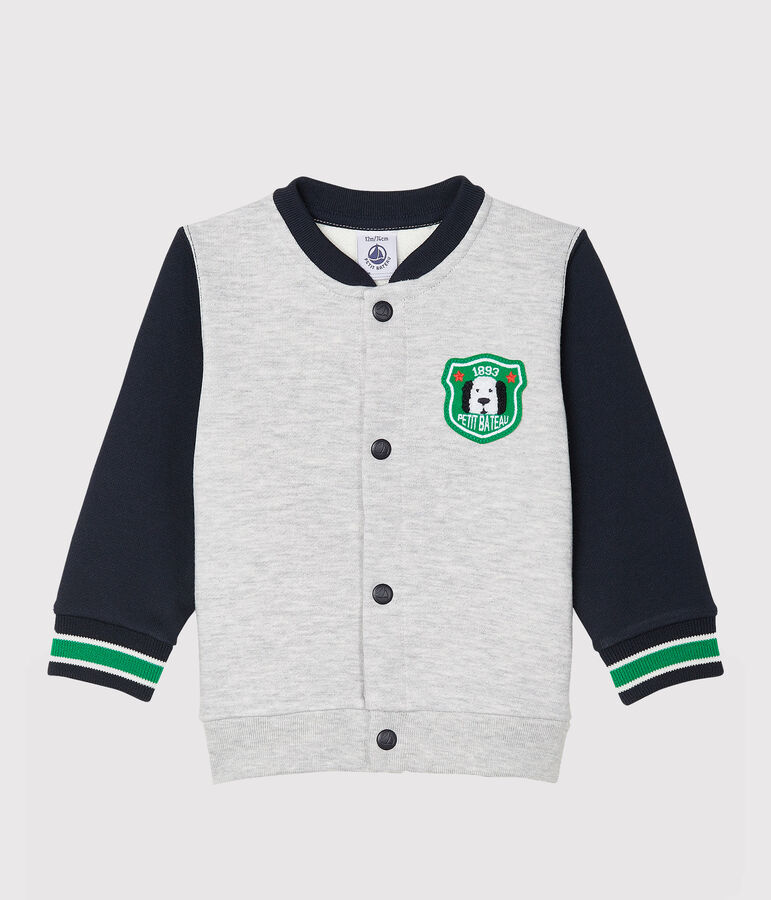 Cardigan b&eacute;b&eacute; gar&ccedil;on en molleton gris/multicouleur