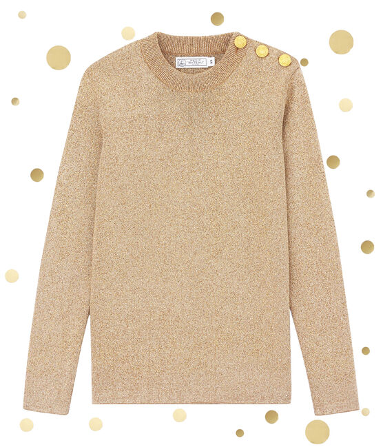Pull marin iconique femme marron BRINDILLE/jaune DORE