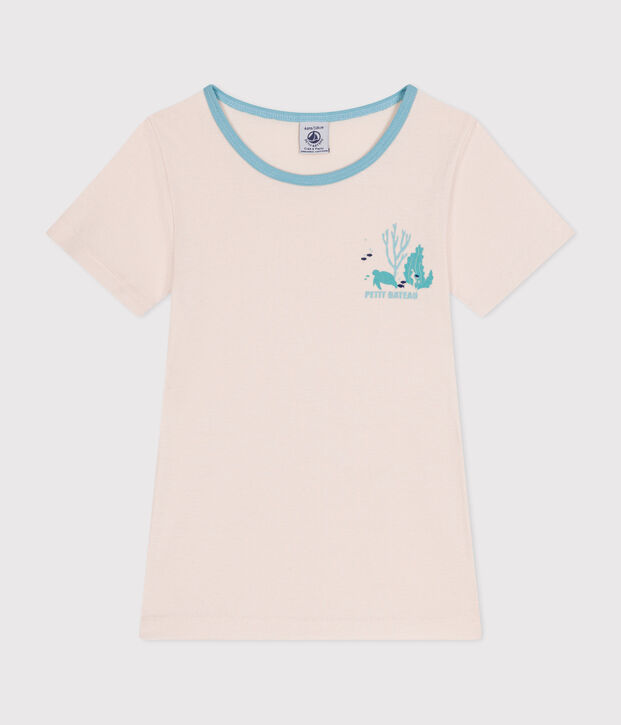 Tee-shirt enfant en coton manches courtes beige