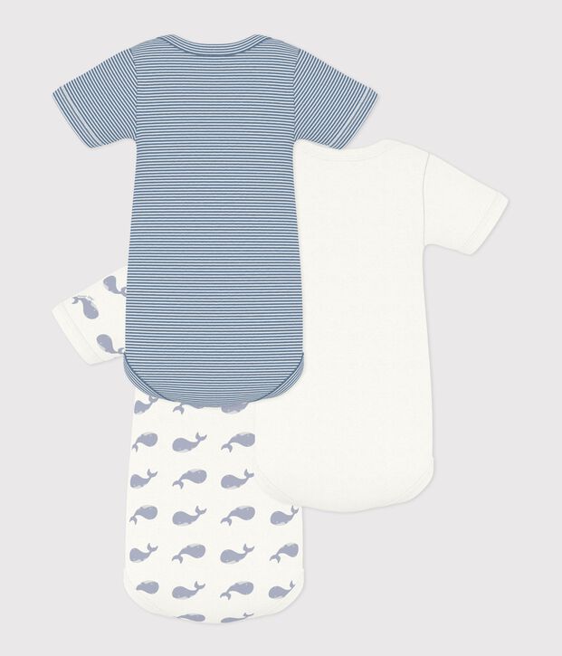 Lot de bodies manches courtes en coton imprim&eacute; baleine b&eacute;b&eacute; multicouleur