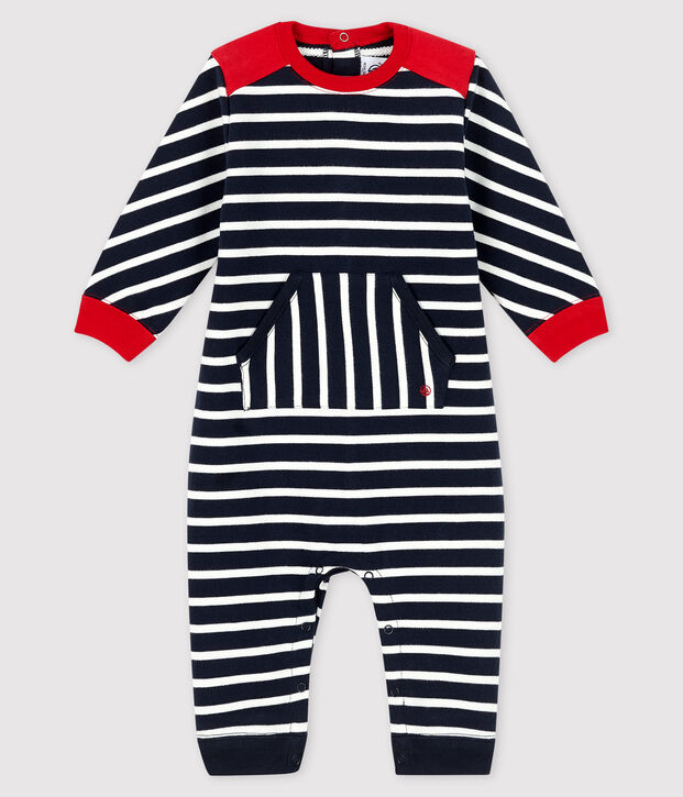 Combinaison longue b&eacute;b&eacute; gar&ccedil;on bleu/blanc