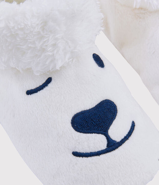 Chaussons enfant ours en polaire blanc
