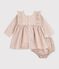 Robe b&eacute;b&eacute; en coton imprim&eacute; graphique &eacute;cru/blanc
