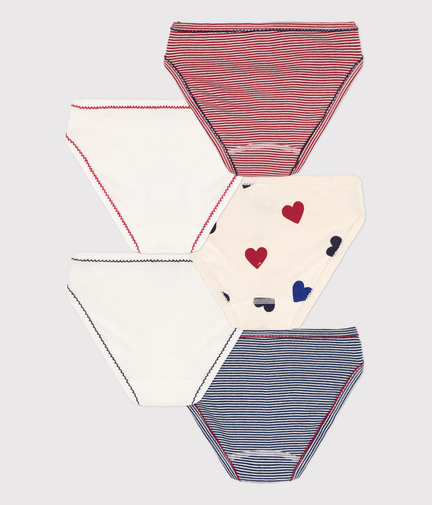 Lot de 5 culottes coeur petite fille en coton multicouleur