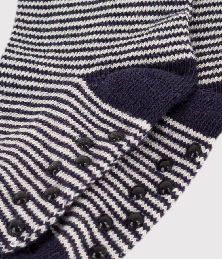 Paire de chaussettes antid&eacute;rapantes b&eacute;b&eacute; bleu/blanc