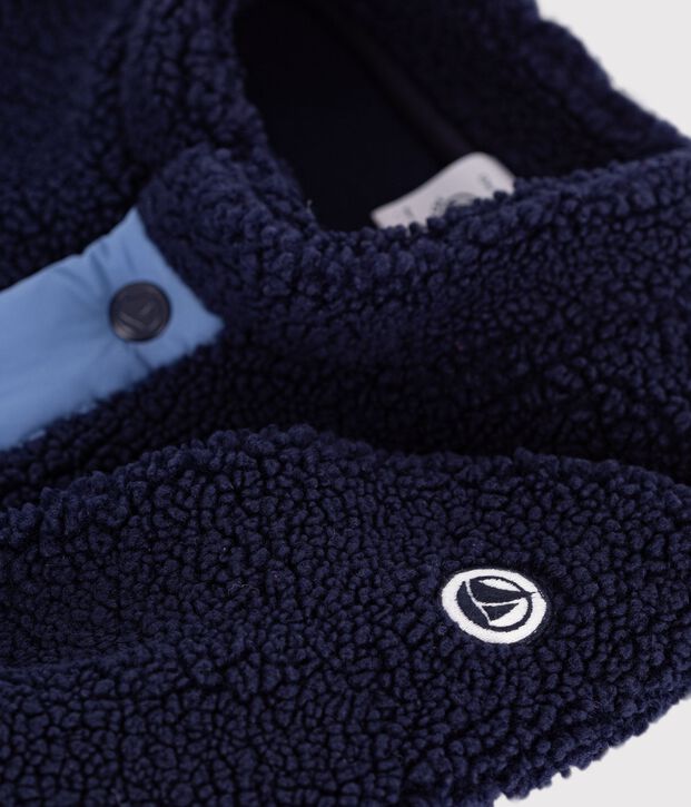 Manteau b&eacute;b&eacute; ouatin&eacute; en sherpa unie bleu/multicouleur