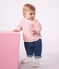 Tee-shirt b&eacute;b&eacute; en coton manches longues &agrave; rayures rose/&eacute;cru