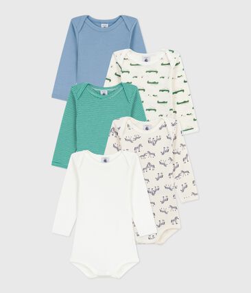 Lot de bodies manches longues en coton imprimé animalier bébé