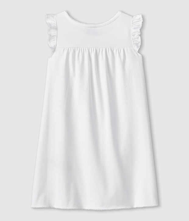 Chemise de nuit blanche petite fille en coton fin blanc