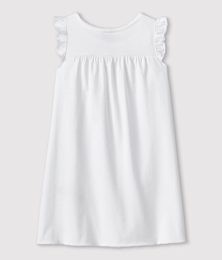 Chemise de nuit blanche petite fille en coton fin blanc ECUME