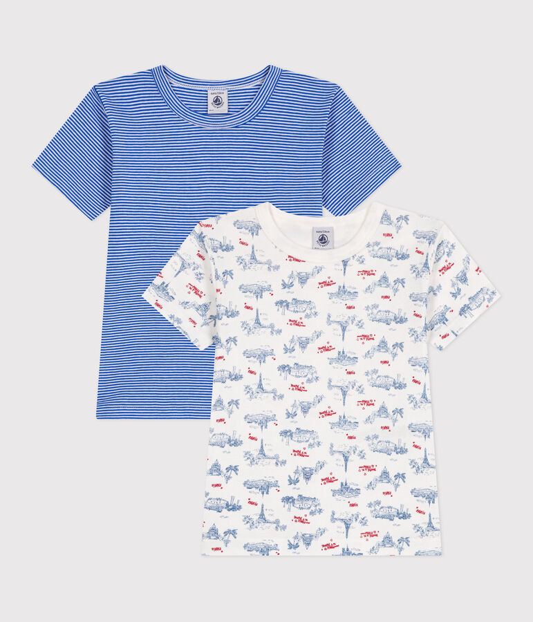 Lot de 2 tee-shirts enfant en coton manches courtes imprim&eacute; Paris variante 1