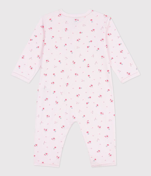 Pyjama b&eacute;b&eacute; en coton sans pieds imprim&eacute; fleuri rose/multicouleur