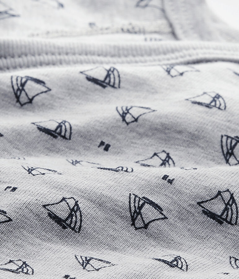 Body naissance gar&ccedil;on manches longues imprim&eacute; gris POUSSIERE/bleu MEDIEVAL