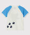 Tee shirt manches courtes bébé garçon blanc MARSHMALLOW/bleu JASMIN