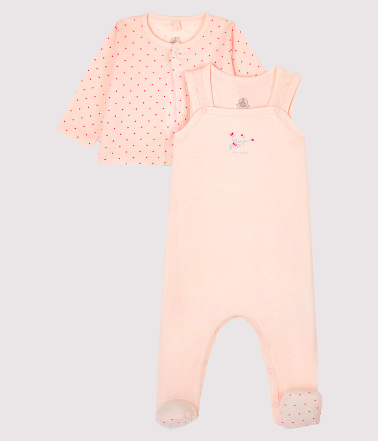 Ensemble b&eacute;b&eacute; 2 pi&egrave;ces en c&ocirc;te rose FLEUR/rose GEISHA