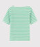 Tee-shirt manches courtes en jersey enfant fille vert ALOEVERA/blanc MARSHMALLOW
