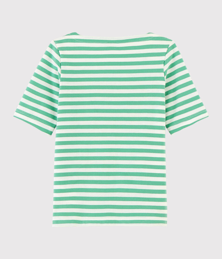Tee-shirt manches courtes en jersey enfant fille vert/blanc