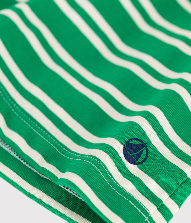 Tee-shirt ray&eacute; en jersey l&eacute;ger enfant fille vert/&eacute;cru