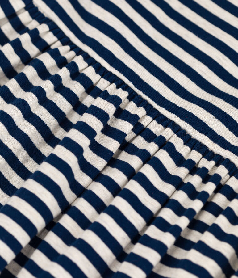 Robe ray&eacute;e manches 3/4 en tubique enfant fille bleu MEDIEVAL/ MONTELIMAR