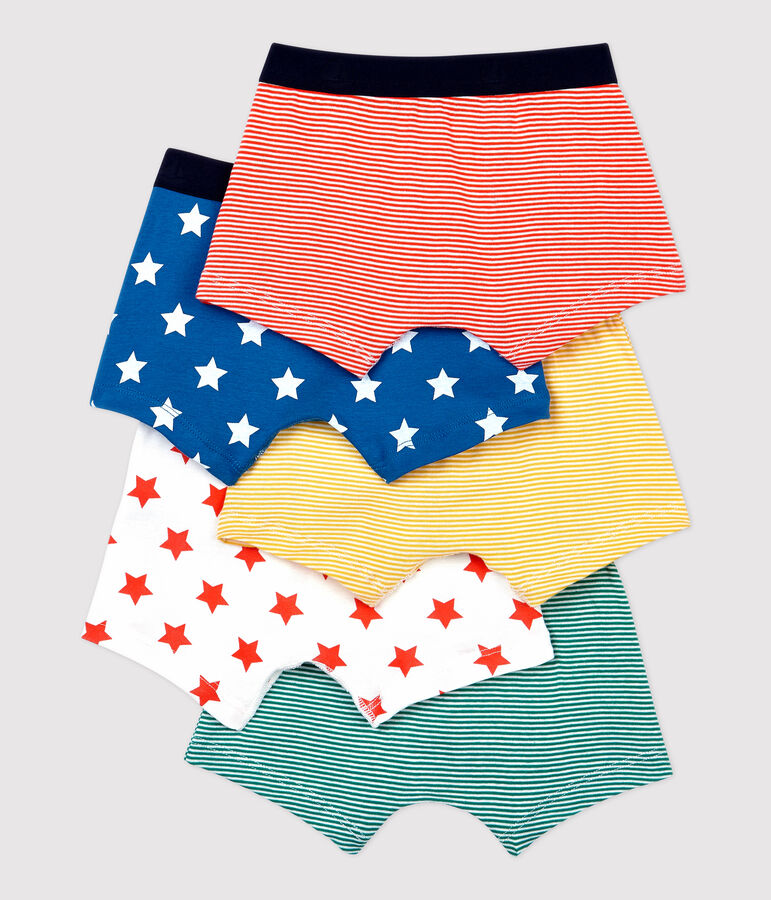 Lot de 5 boxers petit gar&ccedil;on en coton biologique multicouleur