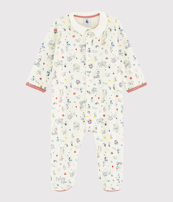 Dors-bien bébé garçon en velours blanc MARSHMALLOW/blanc MULTICO