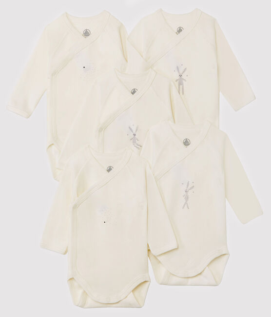 Lot De 5 Bodies Naissance Manches Longues Bebe Variante 1 Petit Bateau