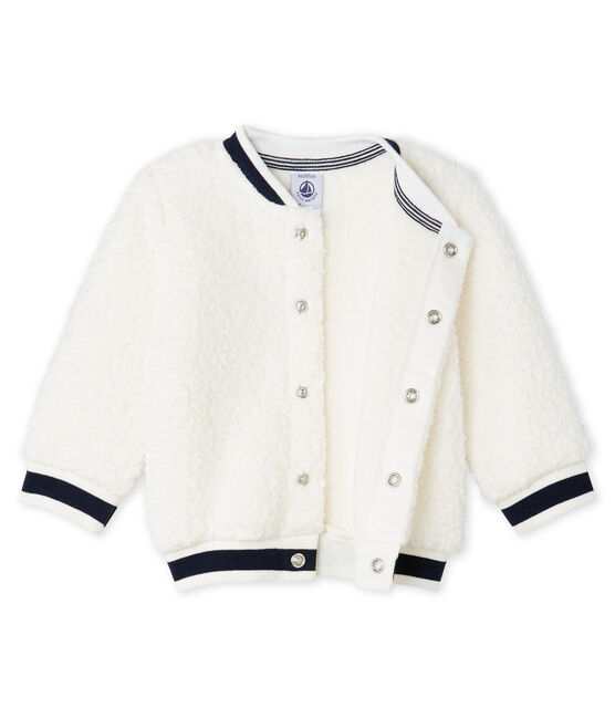 Cardigan bébé mixte en sherpa moutonnée blanc MARSHMALLOW