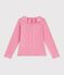 Tee-shirt &agrave; col enfant manches longues uni rose