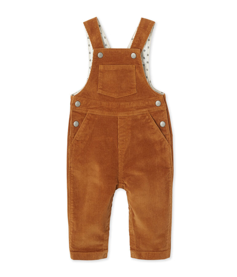 Salopette b&eacute;b&eacute; gar&ccedil;on en velours stretch marron