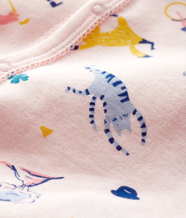 Dors-bien sans pieds b&eacute;b&eacute; fille en c&ocirc;te rose/multicouleur