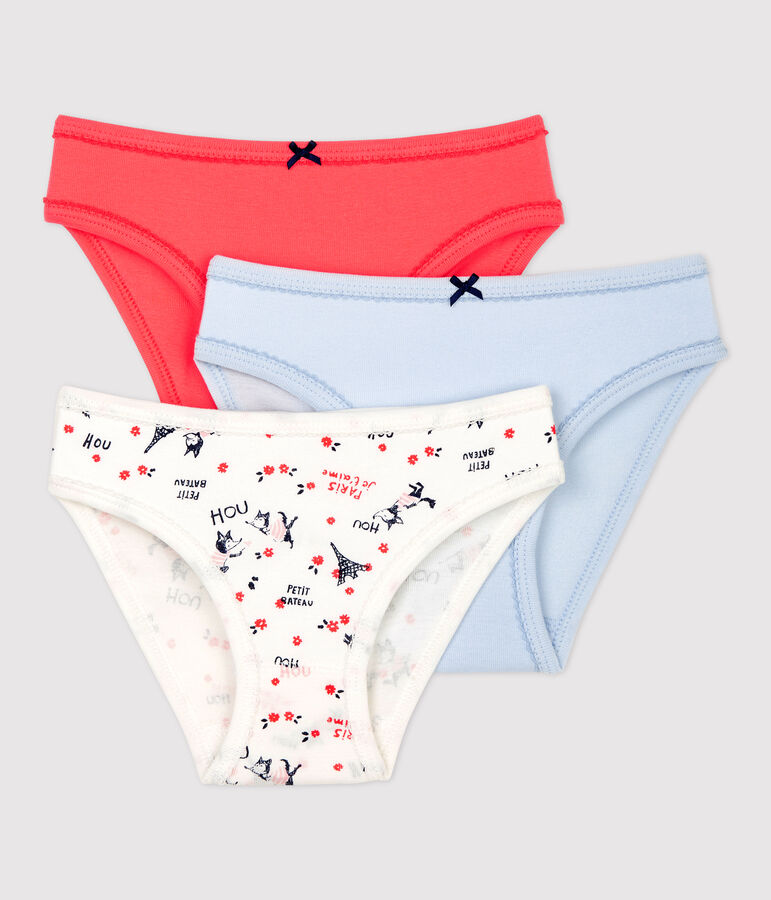 Lot de 3 culottes imprim&eacute; Paris petite fille en coton biologique multicouleur