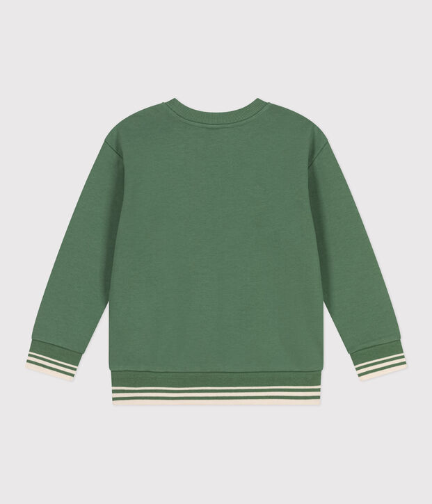 Sweatshirt enfant mixte en coton mprim&eacute; vert