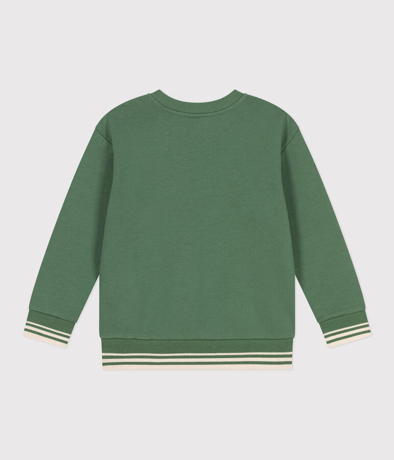 Sweatshirt enfant mixte en coton mprim&eacute; vert PALMERAIE
