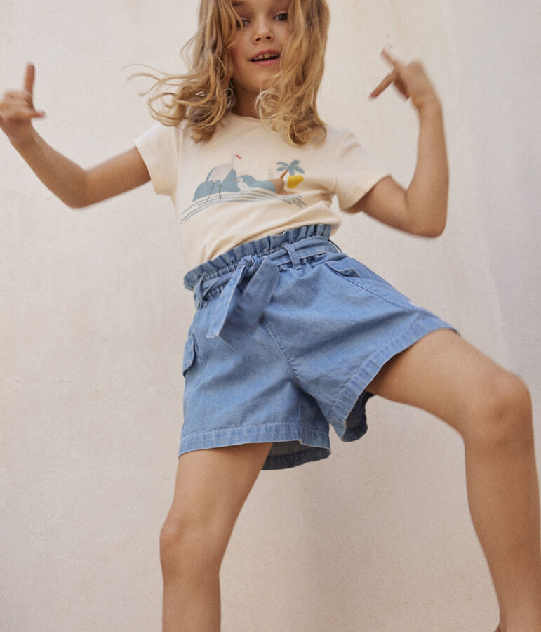 Short en denim enfant fille bleu