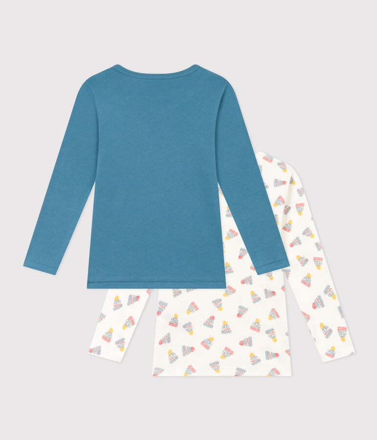 Lot de 2 tee shirts manches longues bonnet en coton petit gar&ccedil;on multicouleur