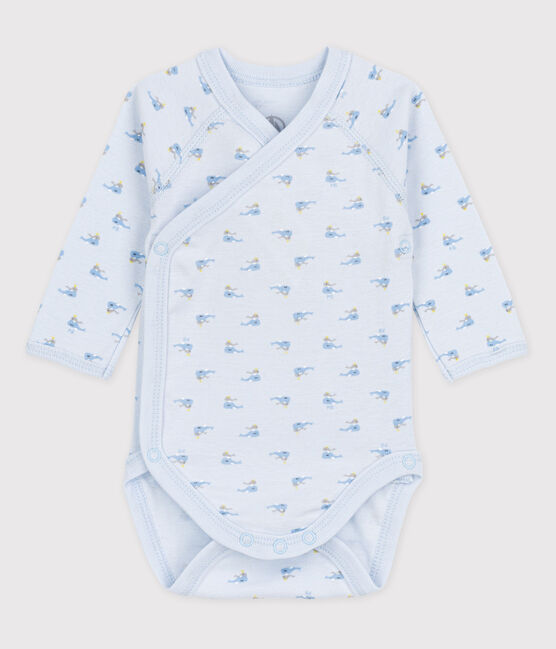 Body croisé manches courtes bébé fille bleu FRAICHEUR/blanc MULTICO