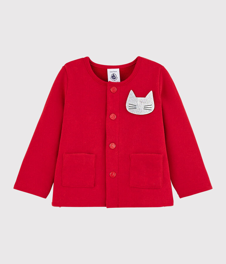 Cardigan b&eacute;b&eacute; fille en molleton rouge