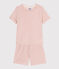 Pyjacourt uni en coton ajouré petite fille rose SALINE