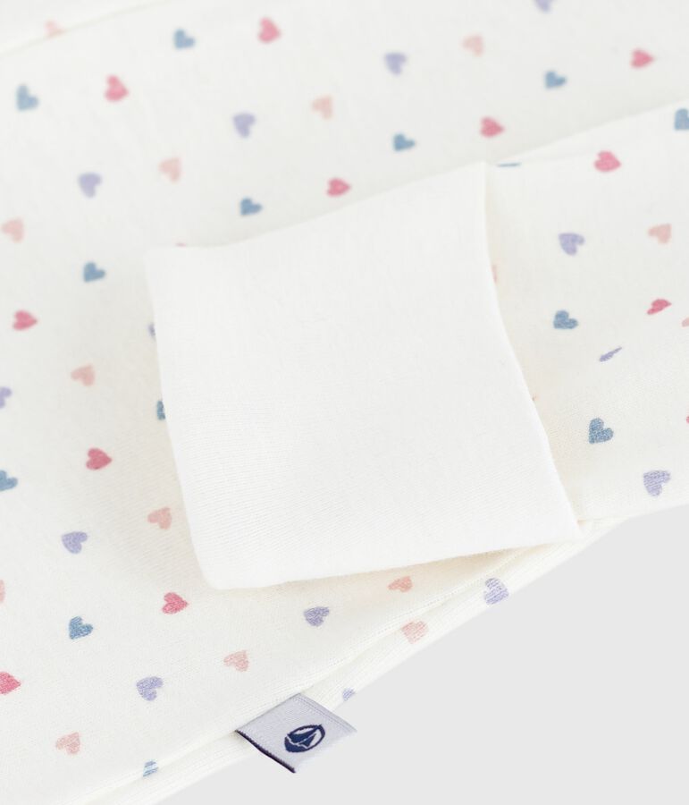 Pyjama b&eacute;b&eacute; en coton &agrave; col imprim&eacute; c&oelig;urs blanc MARSHMALLOW/blanc MULTICO