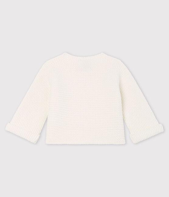 Cardigan en tricot de coton biologique bébé blanc MARSHMALLOW