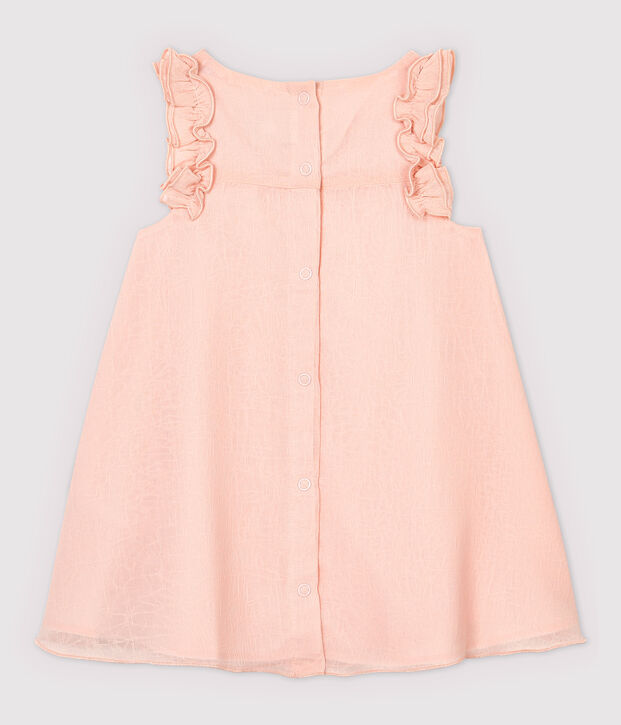 Robe manches courtes en cr&ecirc;pe b&eacute;b&eacute; fille rose