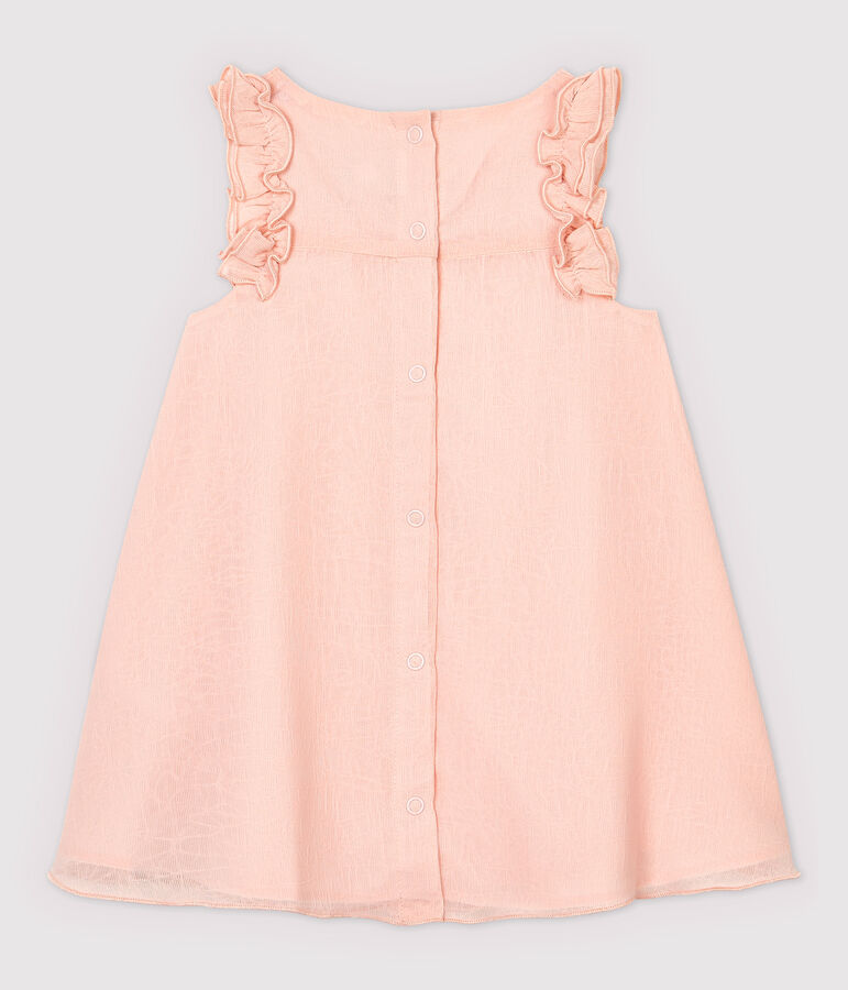 Robe manches courtes en cr&ecirc;pe b&eacute;b&eacute; fille rose MINOIS